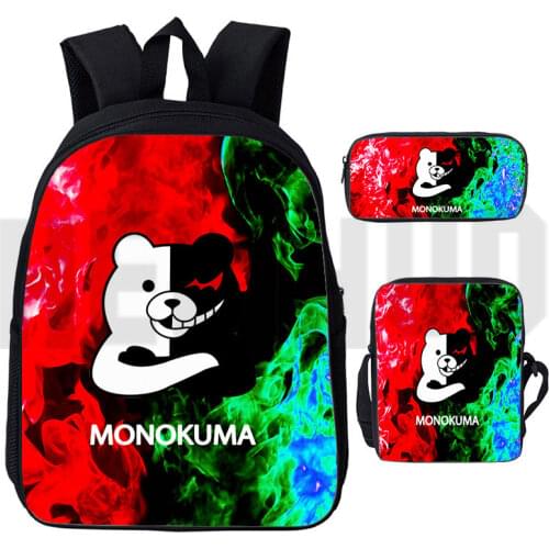3d Print Danganronpa Backpack Children Anime Cartoon School Bag Bookbag Men Women Travel Bags Mochila Daily Rucksack Pencilcase