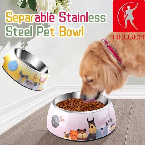 HELGEM Professional Pet Bowl Stainless Steel Travel Feeding Feeder Water Bowl For Big Dogs Feeding Dish Fit All Pet