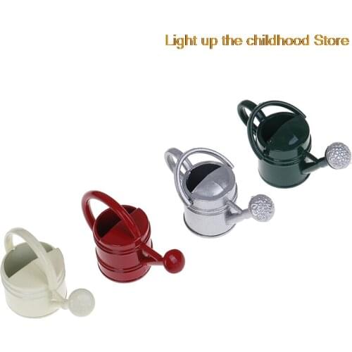 Dollhouse Miniature Watering Can Dollhouse Decoration White Dollhouse Accessories Classic Baby Toys Tin Metal Handicrafts Model