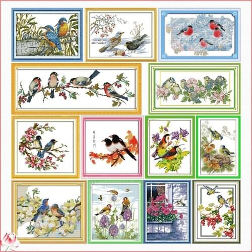 The Bird Collection Cross Stitch Kit 14ct 11ct Printed Fabric Embroidery Kit DIY Handmade Needlework Home Decoration Craft Gift