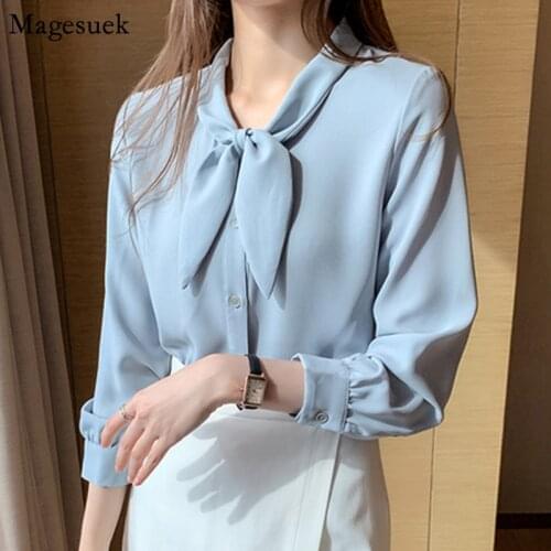 Long Sleeve Plus Size Solid Chiffon Blouse Women Spring Button Casual Office Woman Shirt Tops Fashion Women Clothes Blusas 10686