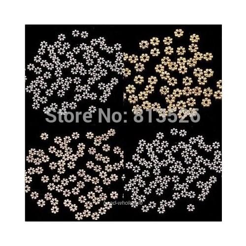 OMH wholesale Golden/Bronze 100pcs Flower Daisy Findings Spacer Bead 6mm ZL133