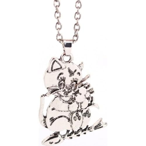 Hzew cat mouse and Fish spines pendant necklace cat necklaces gift