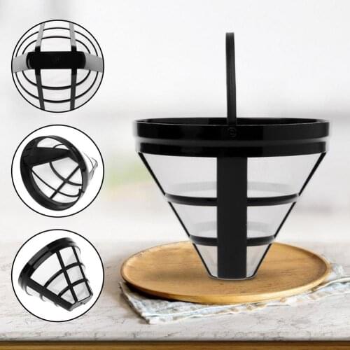 Repeat Coffee Filter Stainless Steel Nylon Mesh Basket Filter Cone Shape Coffee Filter Dripper Strainer Replacement Tool