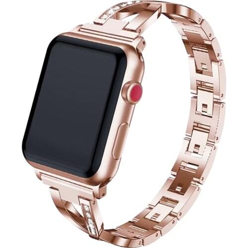 Crystal diamond stainless steel strap Apply to apple watch4/3/2/5series 38 42mm Sport band 40mm 44mm iwatch pulseira Accessories