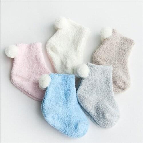 Christmas Gift Cotton Kids Socks terry ball Kawaii Childrens Socks Boys Girls thick Socks baby toddler Leg Warmers