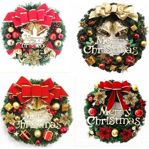 Christmas Wreath 30Cm Red Deer Gold Hot Style Gift Box Four Flower Home Decoration Articles Christmas Party Hanging Garland