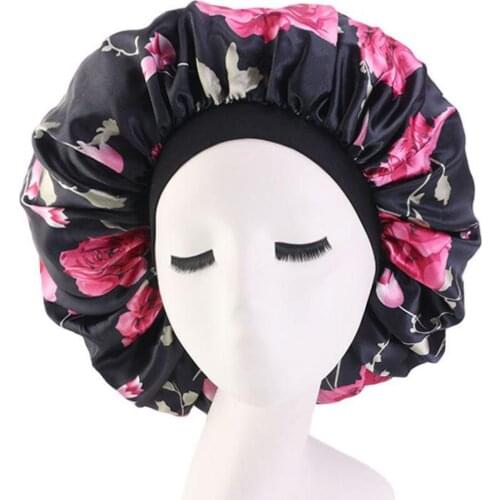 Sleep Cap Curly Hair Care Hat Sleeping Satin Bonnet Head Cover Elastic Band