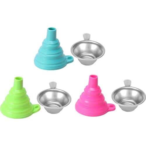 Silicone Funnel Metal UV Resin Filter Cup Kitchen Tool DIY Food-Grade Folding Silicone Funnel Household Liquid Dispensing