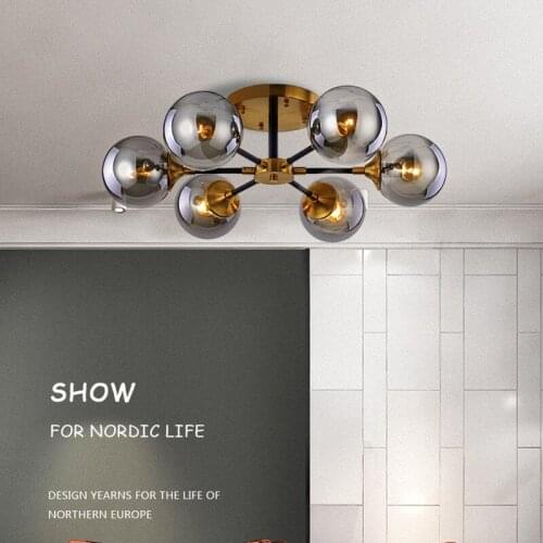 Nordic post-modern light luxury new glass ball living room ceiling lamp minimalist atmosphere bedroom dining room lamp creative