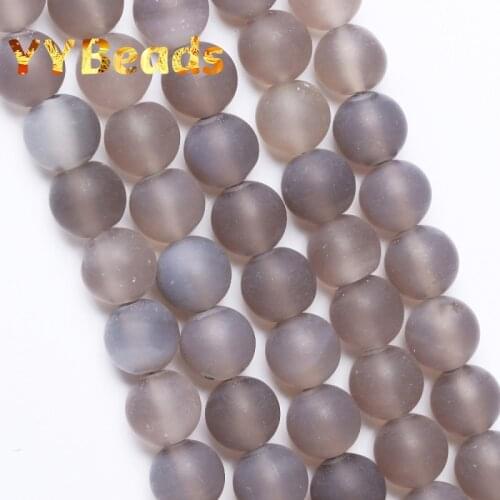 Dull Polished Matte Gray Agates Stone Beads Natural Round Loose Beads 4 6 8 10 12mm For Jewelry Making DIY Bracelets Accessories