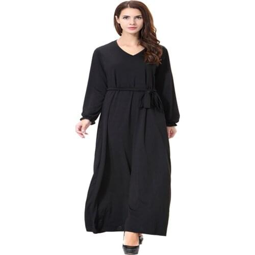 2020 Vintage Women Slim Summer Casual Dress Long Abaya Sleeve Soft Dress For Kaftan Islamic Muslim Turkish Arabic For Women eid
