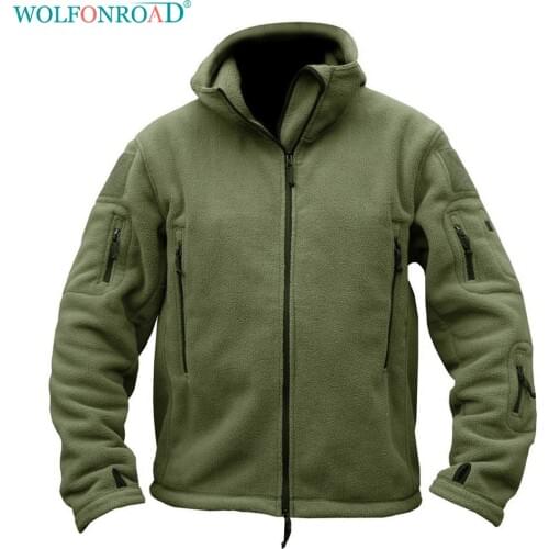WOLFONROAD Mens Winter Fleece Jacket Military Tactical Jacket Outdoor Thermal Hiking Camp Jacket Coat Hunting Sport Clothes Men