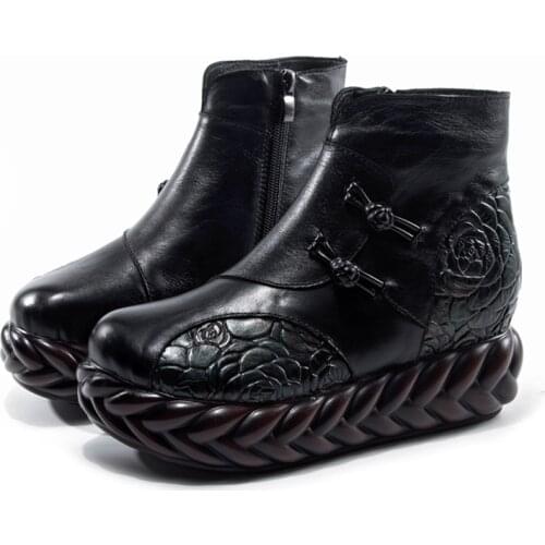 High End Printing Retro Autumn Boots Fashion Shoes Woman New Increase Platform Shoes Warm Winter Boots Ankle Boots Snow Boots