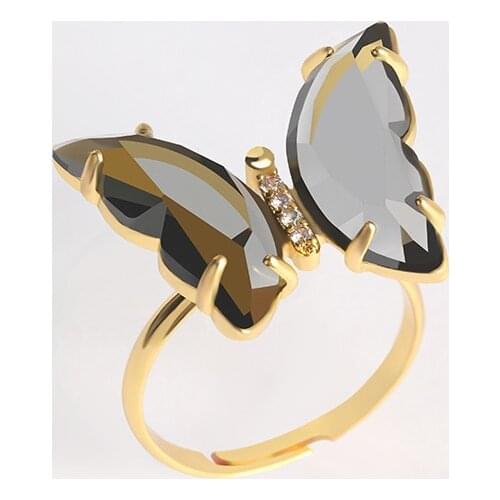 Women Rings Butterfly Shape Crystal Open Rings Simple Banquet Wedding Rings Designed For Women Birthday Gift For Girlfriend