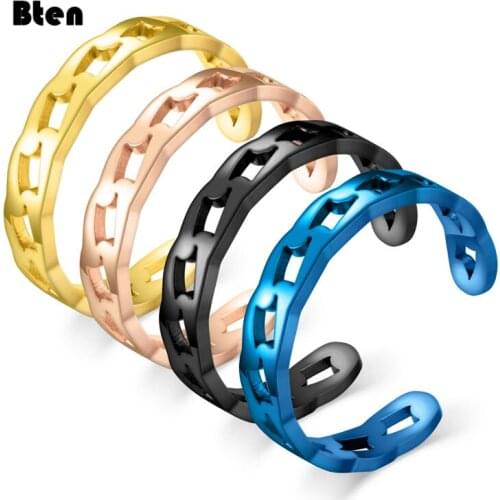 Bten Hollow Open Stainless Steel Rings For Women Statement Ring Womens Rings Punk Open Finger Gold Color Geometry Ring Jewelry