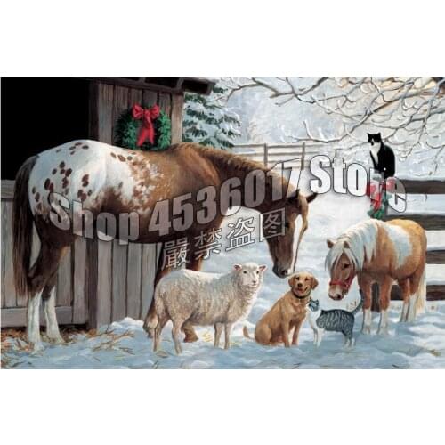 Animal Farm Home Decor 5d Diy Diamond Painting Full Drill Diamond Embroidery Horse Sheep Dog Cat Print Diamond Mosaic Christmas