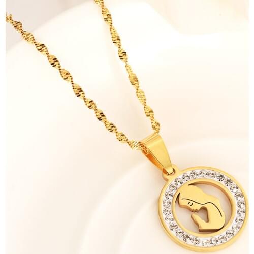 Gold Pendant WITH necklace Gold filled Romantic Love Heart cross Vintage Jewelry Women girls Valentines Day Gift mother gift