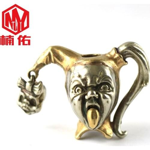 1PC EDC Paracord Beads Clown Girl Retro Brass Copper Lanyard Pendants Knife Beads Umbrella Rope Cord Necklace Bracelet Beads