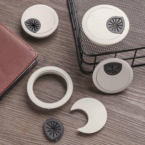 1pc Round PC Computer Desk Plastic Grommet Cable Hole Covers Outlet Port Wire Rack Organizer 50/53/60mm Furniture Hardware