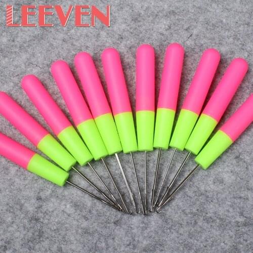 10pcs/lot Plastic Handled Metal Crochet Hook Needles 6 Inch Braiding Twist Hair Durable And Practical DIY Crafts Free Shipping