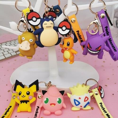 2021 New Pokemon Keychian Figures Cartoon Keychains Pendant Pokmon Anime Model Toys Girls Gifts New Year Female Key Chian Men