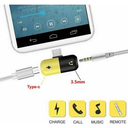 Adaptador de convertidor auxiliar de auriculares 2 en 1, USB tipo C a Jack de 3,5mm, cargador de Audio, USB-C Dual, Cable diviso