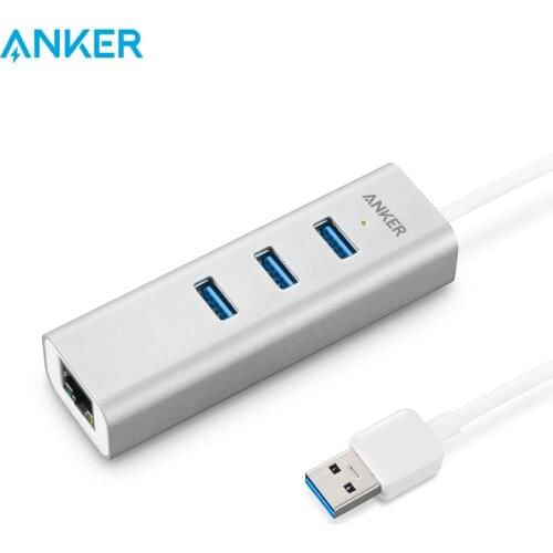 Anker Unibody 3Port USB 3.0 and Gigabit Ethernet Hub &1.3ft USB 3.0 Cable[Ethernet Port RTL8153 Chipset+ USB Port VL812 Chipset]