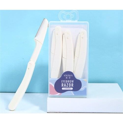 Safe Eyebrow Trimmer 3 Pcs Micro Distance Foldable Stainless Steel Razor Professional Facial Hair Remover Shaver E1009