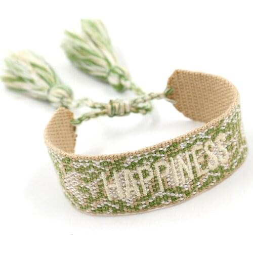 Friendship Bracelet European and American Popular Letter HAPPY LOVE SMILE Embroidery Retro Flow Hand Rope Girl Jewelry Jewelry