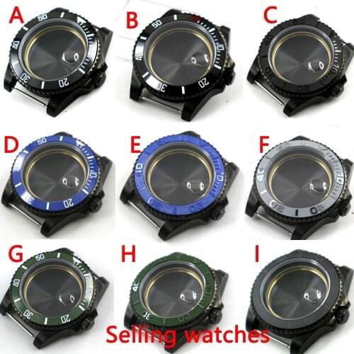 9 Models PVD Plated Watch Case Mens Watch Parts Sapphire Crystal 40MM Fit For MIYOTA Automatic Movement