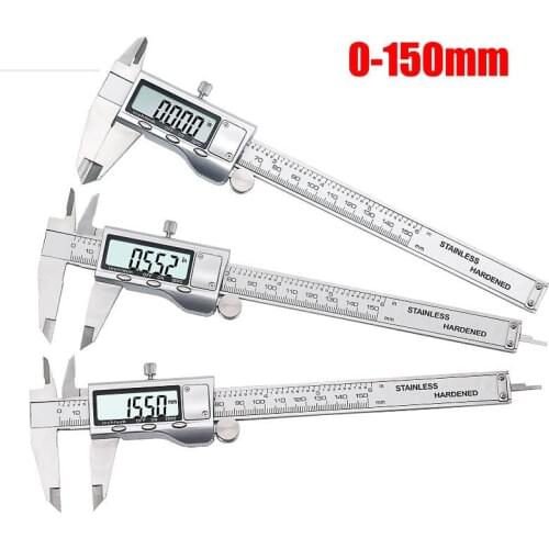 DHL 50 PCS Metal 6-Inch 150mm Stainless Steel Electronic Digital Vernier Caliper Micrometer Measuring