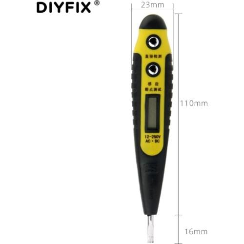 DIYFIX AC/DC Voltage Detector Tester Pen Digital Electrical Multi-Sensor 12- 250V Measure Testing Pen Electrical Instruments