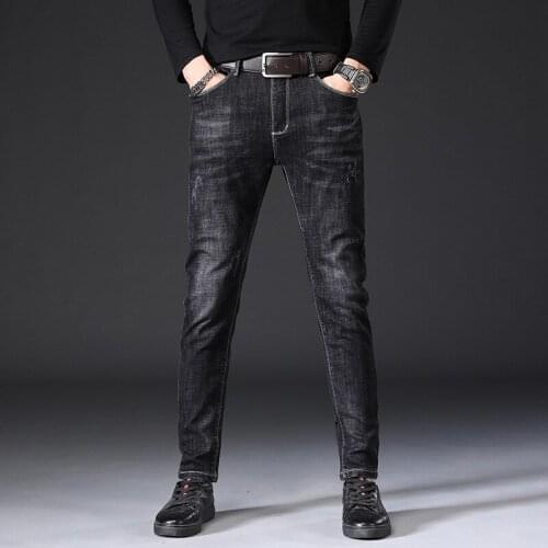Denim Pants Black Clothing Slim-Fit Straight Slim-Fit Individualized and Popular Casual Slim-Fit Pants for Young People
