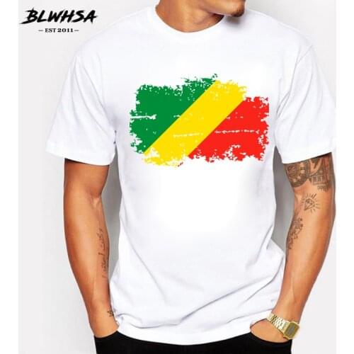 BLWHSA Republic of the Congo Flag T shirt Men Fashion Summer T-shirts Republic of the Congo National Flag Tees Clothing