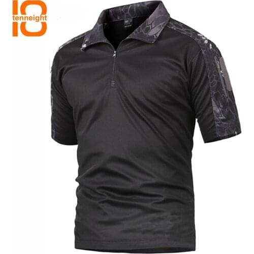 TENNEIGHT Summer Military Tactical Shirt Men Short Quick Dry mens T-Shirts Breathabler Army Camouflage Hunting T-Shirts