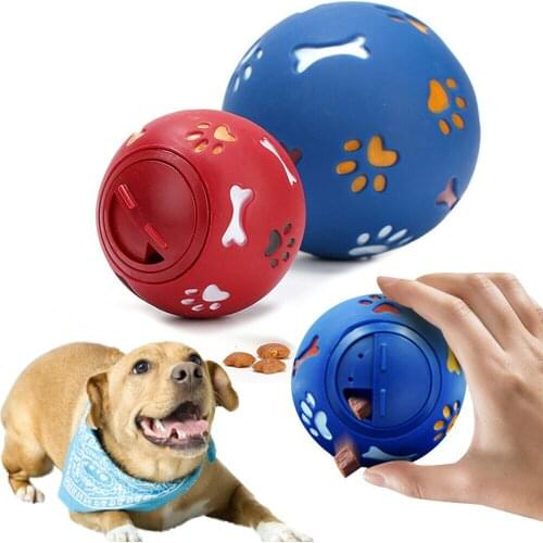 Hot Sale Puppy Dog Cat Food Dispenser Ball Silicone Sound Pet Dog Golden Retriever Chew Ball Toy 2 Colors