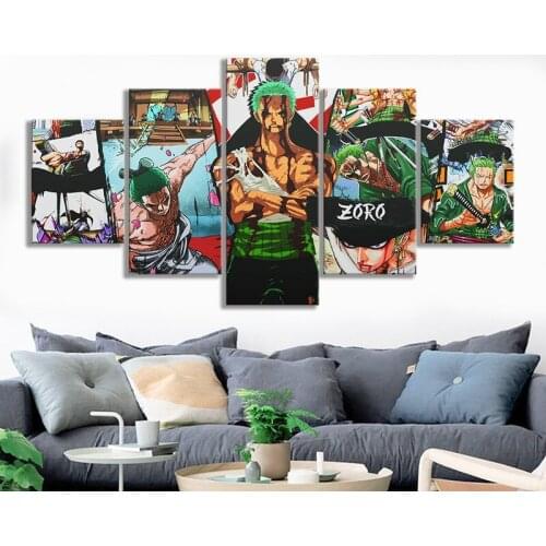Hd Anime One Piece Wall Art 5 Set RORONOA ZORO Print Modular Posters Canvas Painting Pictures For Bedroom Home Decor