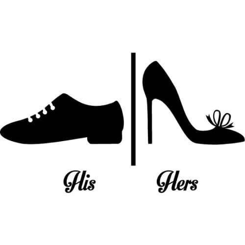 Creative His & Hers Shoes Wall Sticker Shoes Symbol Toilet Washroom Door Stickers Decals Removable Vinyl Home Decors S-77
