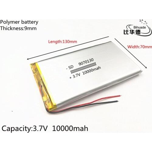 10000mAh 9070130 3.7V lithium polymer lipo battery rechargeable li ion cell