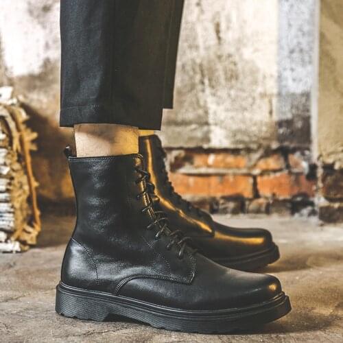 2021 Mens Motorcycle Boots High Top Tooling Military Boots British Spring / Winter Plush Snow Boots Desert