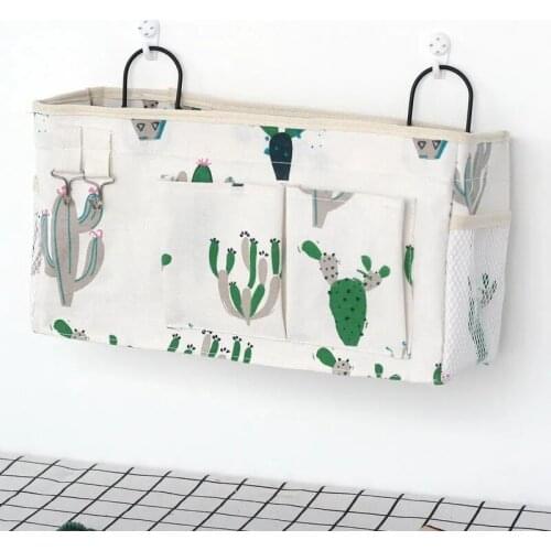 Desktop cotton and linen storage bag sundries hanging bag Wall-mounted small hanging pocket behind the door Fabric storage and s