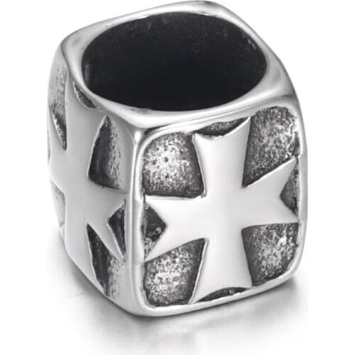 Stainless Steel Cuboid Bead Cross 8mm Large Hole Beads Polished Metal Charms Accessories DIY Bracelet Jewelry Making