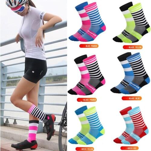 Striped Cool Sport Socks Cycling Football Socks Men Women Breathable Sports Bike Socks Stripe