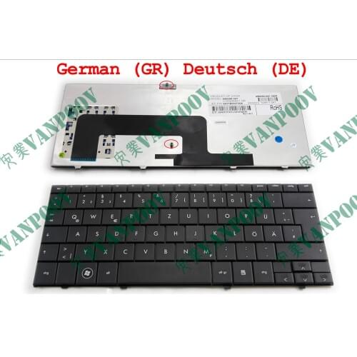 New DE GR QWERTZ Notebook Laptop keyboard for HP Mini1000 MINI 1000 1100 1131 1017 1014 1009 1019TU Black Deutsch 496688-041