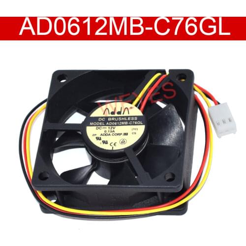Original For ADDA AD0612MB-C76GL DC12V 0.13A 60 * 60 * 20mm Three Lines Cooling Fan