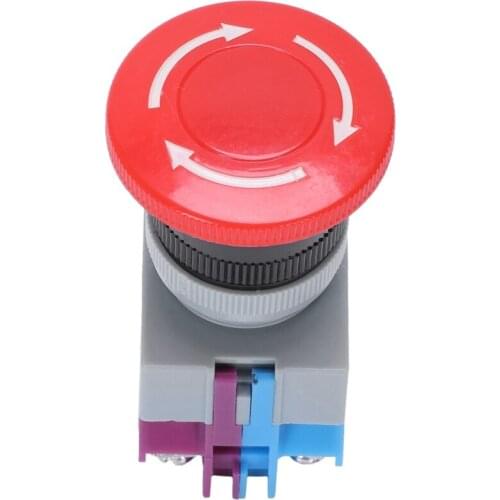 AC 600V 10A Red Mushroom Emergency Stop Push Button Switch 22mm NO NC