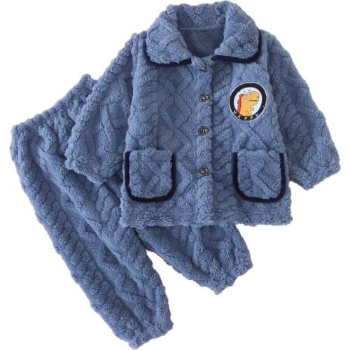 Children Pajamas Set Christmas Winter Thicken Homewear 2021 New Cartoon Coral fleece Baby Boys Girls Clothes Kids Clothing Sets