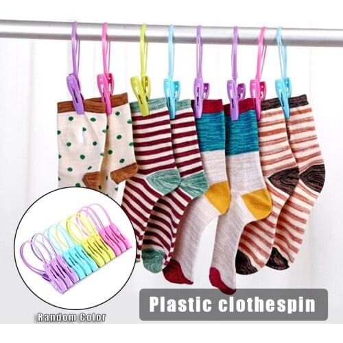 Plastic Clothespin Wind Drying Sock Clip Entrainment Ring Lanyard Clip Multifunctional Household Accessories TN88