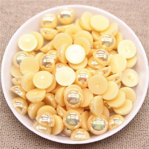 1.5-12mm Flatback Champagne AB Half Round Pearl Beads Resin ABS Imitation Pearl Beads DIY Wedding Dress Button Nail